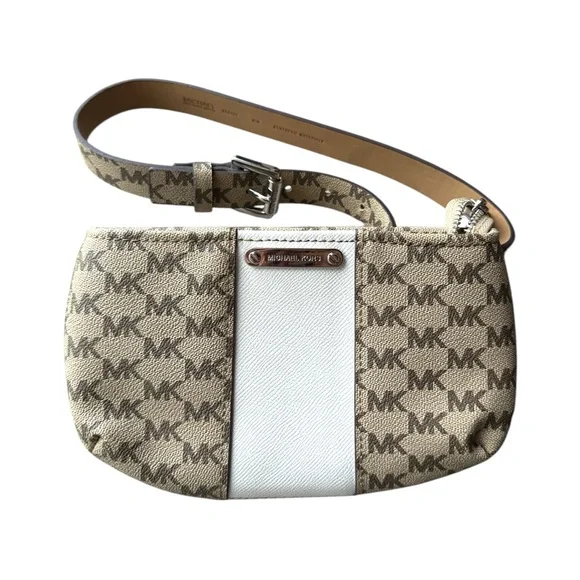 Michael Kors Tan and White Women's Belt Fanny Bag SM Size - Picture 1 of 8